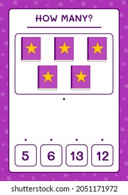 How many Book, game for children. Vector illustration, printable worksheet