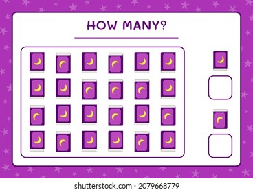 How many Book, game for children. Vector illustration, printable worksheet