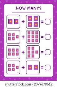 How many Book, game for children. Vector illustration, printable worksheet