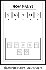How many Book, game for children. Vector illustration, printable worksheet