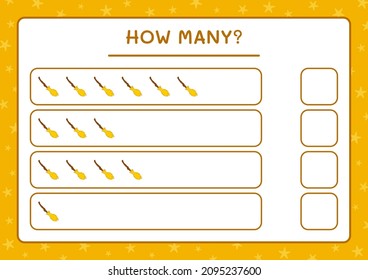 How many Broom Magic, game for children. Vector illustration, printable worksheet