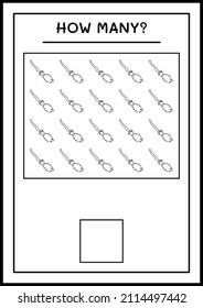 How many Broom Magic, game for children. Vector illustration, printable worksheet