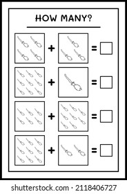 How many Broom Magic, game for children. Vector illustration, printable worksheet