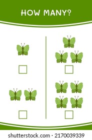 How many of Butterfly, game for children. Vector illustration, printable worksheet