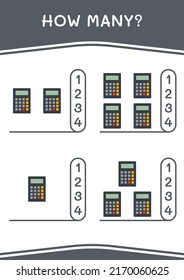 How many of Calculator, game for children. Vector illustration, printable worksheet