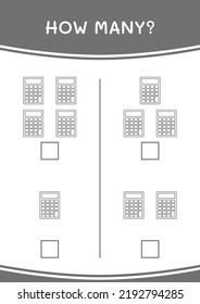 How many of Calculator, game for children. Vector illustration, printable worksheet