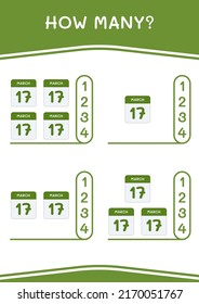 Cuántos de Calender, juegan para los niños. Ilustración del vector, hoja de cálculo imprimible
