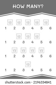How many of Calender, game for children. Vector illustration, printable worksheet