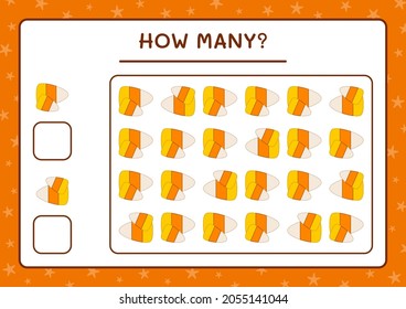 How many Candy, game for children. Vector illustration, printable worksheet