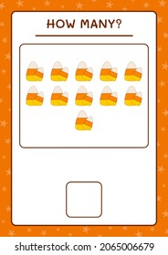 How many Candy, game for children. Vector illustration, printable worksheet