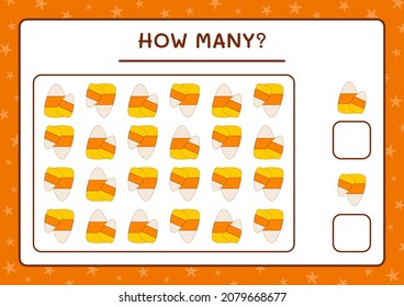 How many Candy, game for children. Vector illustration, printable worksheet