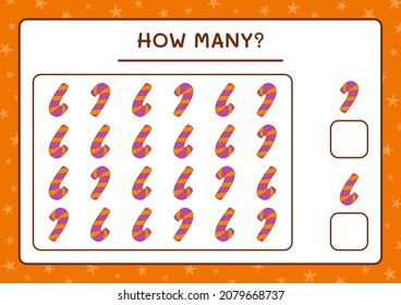 How many Candy, game for children. Vector illustration, printable worksheet