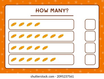 How many Candy, game for children. Vector illustration, printable worksheet