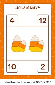 How many Candy, game for children. Vector illustration, printable worksheet