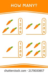 How many of Carrot, game for children. Vector illustration, printable worksheet