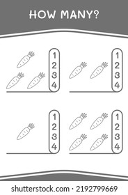How many of Carrot, game for children. Vector illustration, printable worksheet