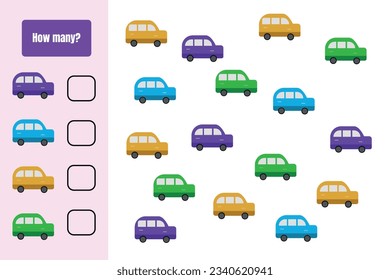 How many cars are there? Educational math game design.