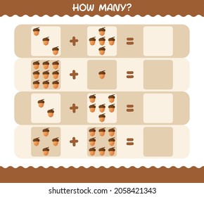 How many cartoon acorn. Counting game. Educational game for pre shool years kids and toddlers