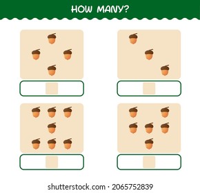 How many cartoon acorn. Counting game. Educational game for pre shool years kids and toddlers