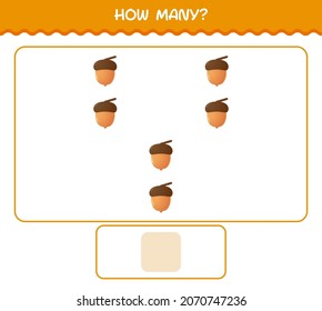 How many cartoon acorn. Counting game. Educational game for pre shool years kids and toddlers
