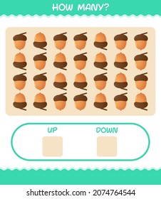 How many cartoon acorn. Counting game. Educational game for pre shool years kids and toddlers