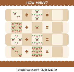 How many cartoon antlers headband. Counting game. Educational game for pre shool years kids and toddlers
