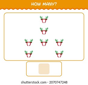 How many cartoon antlers headband. Counting game. Educational game for pre shool years kids and toddlers