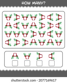 How many cartoon antlers headband. Counting game. Educational game for pre shool years kids and toddlers