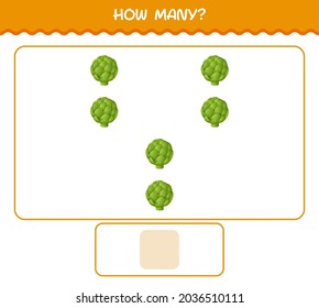 How many cartoon artichoke. Counting game. Educational game for pre shool years kids and toddlers