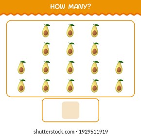 How many cartoon avocado. Counting game. Educational game for pre shool years kids and toddlers