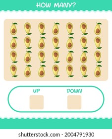 How many cartoon avocado. Counting game. Educational game for pre shool years kids and toddlers