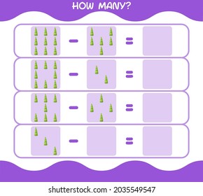 How many cartoon bamboo shoot. Counting game. Educational game for pre school years kids and toddlers