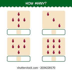 How many cartoon beet. Counting game. Educational game for pre shool years kids and toddlers