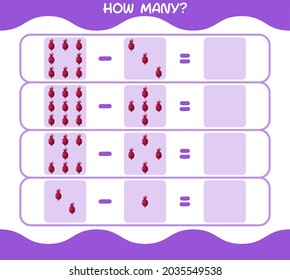 How many cartoon beet. Counting game. Educational game for pre school years kids and toddlers