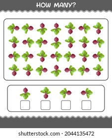 How many cartoon beet. Counting game. Educational game for pre shool years kids and toddlers