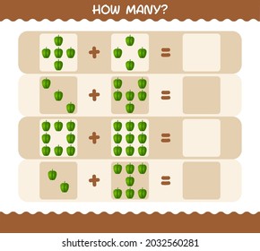 How many cartoon bell pepper. Counting game. Educational game for pre shool years kids and toddlers