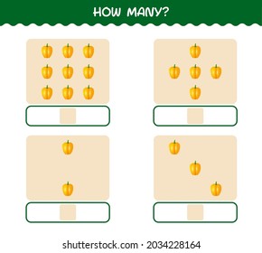 How many cartoon bell pepper. Counting game. Educational game for pre shool years kids and toddlers