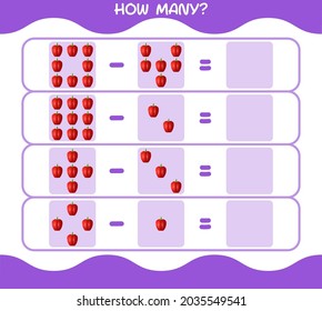 How many cartoon bell pepper. Counting game. Educational game for pre school years kids and toddlers