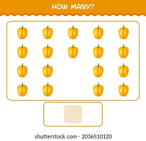 How many cartoon bell pepper. Counting game. Educational game for pre shool years kids and toddlers