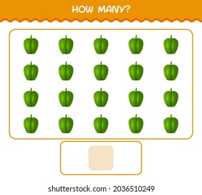 How many cartoon bell pepper. Counting game. Educational game for pre shool years kids and toddlers