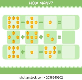 How many cartoon bell pepper. Counting game. Educational game for pre shool years kids and toddlers