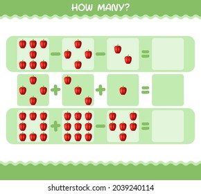 How many cartoon bell pepper. Counting game. Educational game for pre shool years kids and toddlers