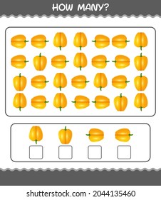 How many cartoon bell pepper. Counting game. Educational game for pre shool years kids and toddlers