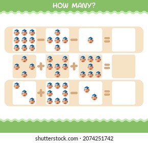 How many cartoon boys. Counting game. Educational game for pre shool years kids and toddlers