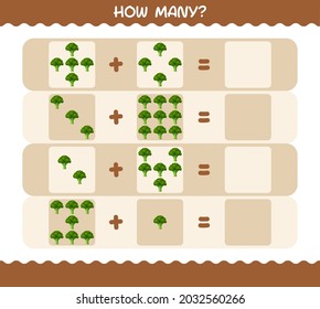 How many cartoon broccoli. Counting game. Educational game for pre shool years kids and toddlers