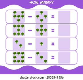 How many cartoon broccoli. Counting game. Educational game for pre school years kids and toddlers