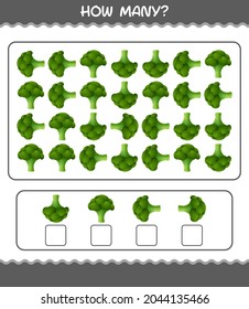 How many cartoon broccoli. Counting game. Educational game for pre shool years kids and toddlers