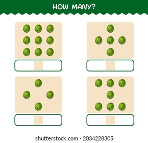 How many cartoon brussels sprout. Counting game. Educational game for pre shool years kids and toddlers