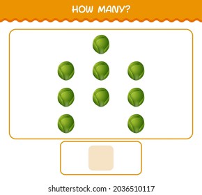 How many cartoon brussels sprout. Counting game. Educational game for pre shool years kids and toddlers