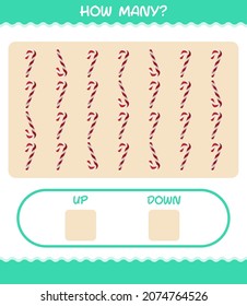 How many cartoon candy cane. Counting game. Educational game for pre shool years kids and toddlers